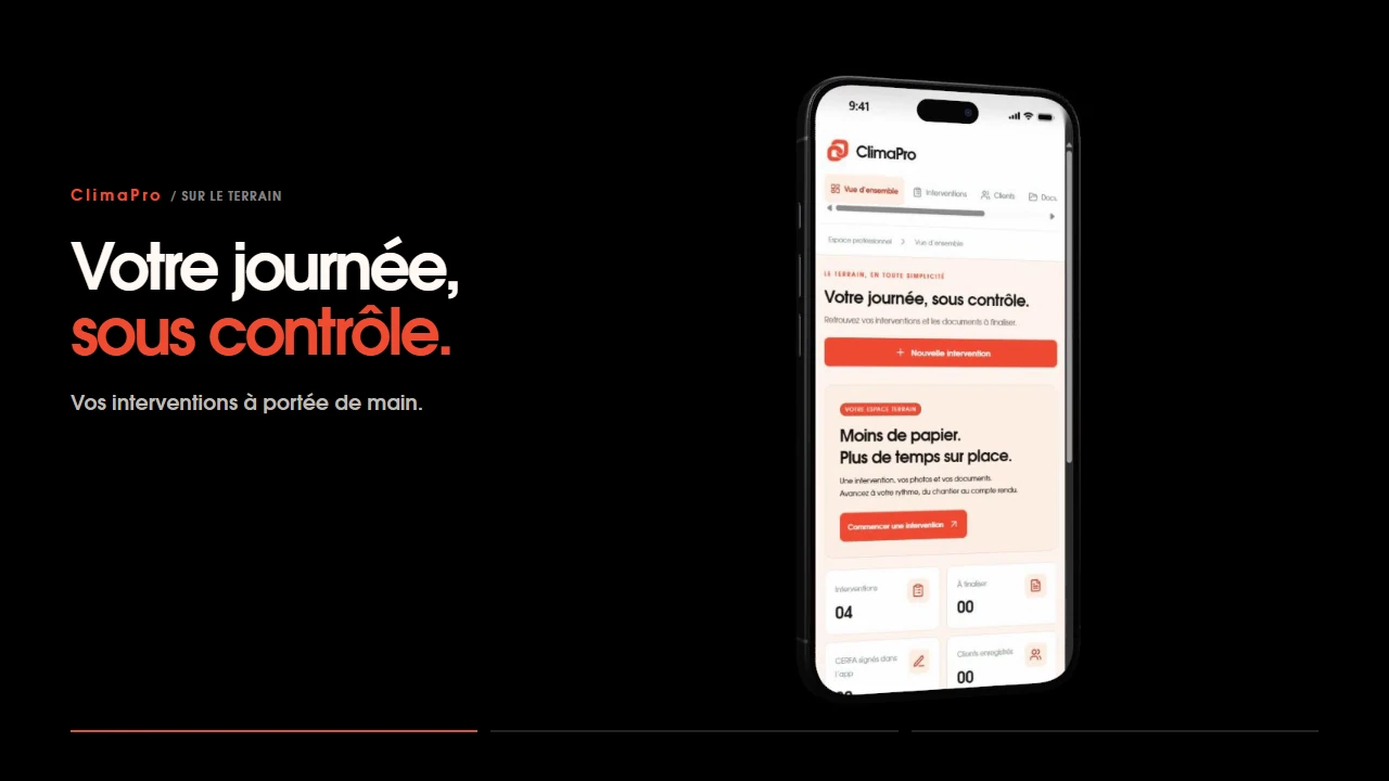 ClimaPro sur téléphone, tablette et ordinateur, pour les professionnels de la climatisation